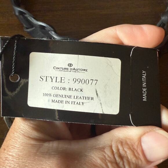 Cinture D’Autore Men’s Black Genuine Leather Woven Belt- Size 42 - Picture 7 of 8